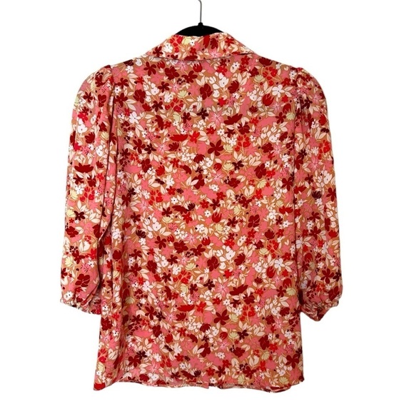 Nanette Lepore Floral Elbow Length Puff Sleeve Blouse - Picture 5 of 9